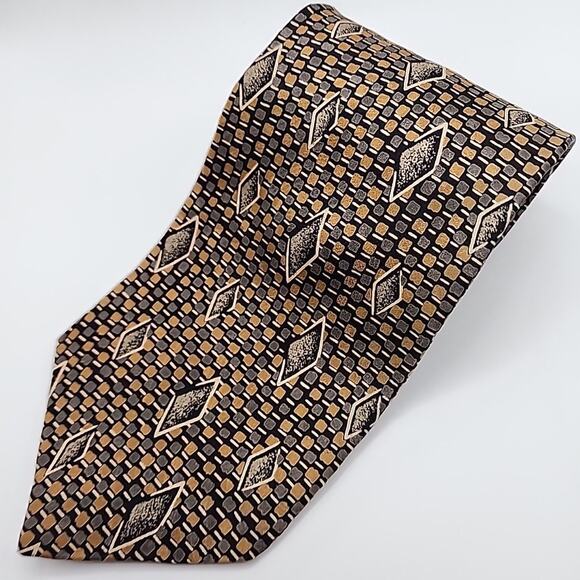 Pierre Balmain Gold Patterned Silk Necktie - Made in USA - Like New - Picture 4 of 4